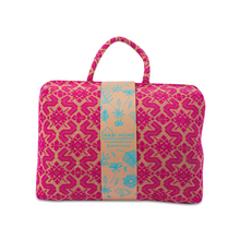 Load image into Gallery viewer, Hazel Inabel Red Laptop Pillow made from traditional Abel Iloco handloomed fabric with a faux suede non-slip top and convenient handle for easy portability.