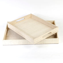 Load image into Gallery viewer, Set of 2 Adie serving trays made from 100% natural plant fiber, ideal for displaying keepsakes or serving snacks.
