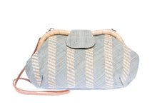 Load image into Gallery viewer, Grey Skye Signature Clutch – Handwoven raffia and rattan clutch with hand embroidery, featuring a removable leather strap for versatile styling.