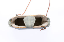 Load image into Gallery viewer, Grey Skye Signature Clutch – Handwoven raffia and rattan clutch with hand embroidery, featuring a removable leather strap for versatile styling.
