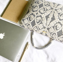 Load image into Gallery viewer, Hazel Inabel Laptop Pillow made from traditional Abel Iloco handloomed fabric with a faux suede non-slip top and convenient handle for easy portability.