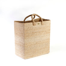 Load image into Gallery viewer, Serene Rectangle Storage basket, handcrafted from natural plant fibers, dimensions 17" Length x 10" Width x 19" Height. Ideal for storing laundry, sports equipment, and seasonal items.