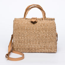 Load image into Gallery viewer, Sustainable Nina Shoulder Bag made from natural abaca fiber with a leather strap, offering versatility and eco-friendly style.