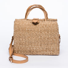 Load image into Gallery viewer, Sustainable Nina Shoulder Bag made from natural abaca fiber with a leather strap, offering versatility and eco-friendly style.