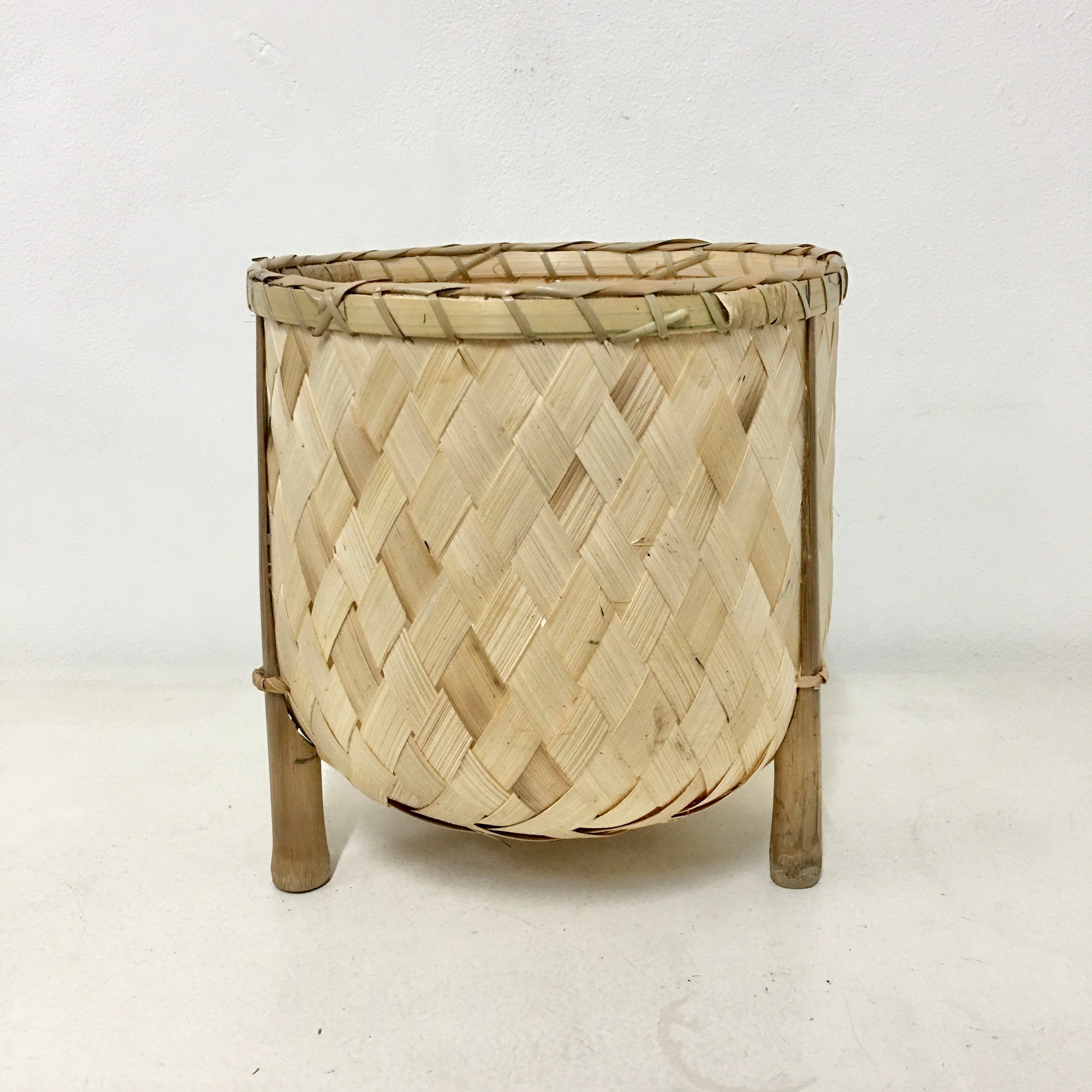 Veronica Bamboo Planters in various sizes ranging from 4” to 12” in diameter, perfect for adding natural beauty to your balcony or indoor garden.