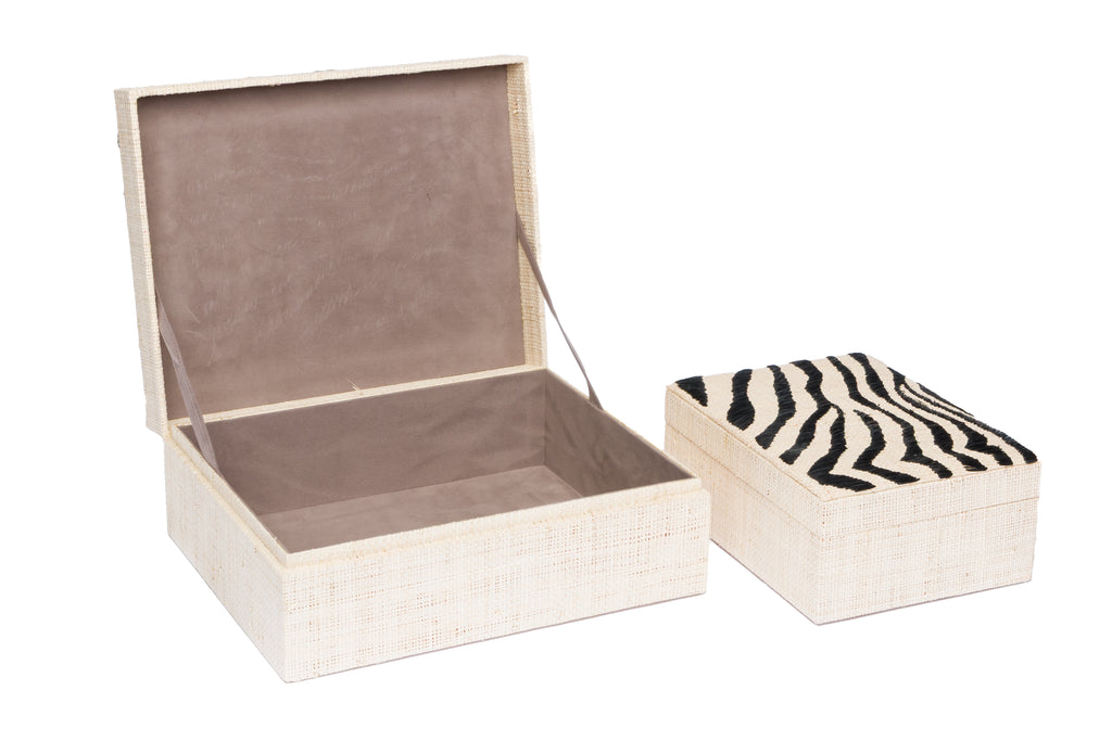 Penelope Zebra Embroidery Jewelry Boxes Set of 2