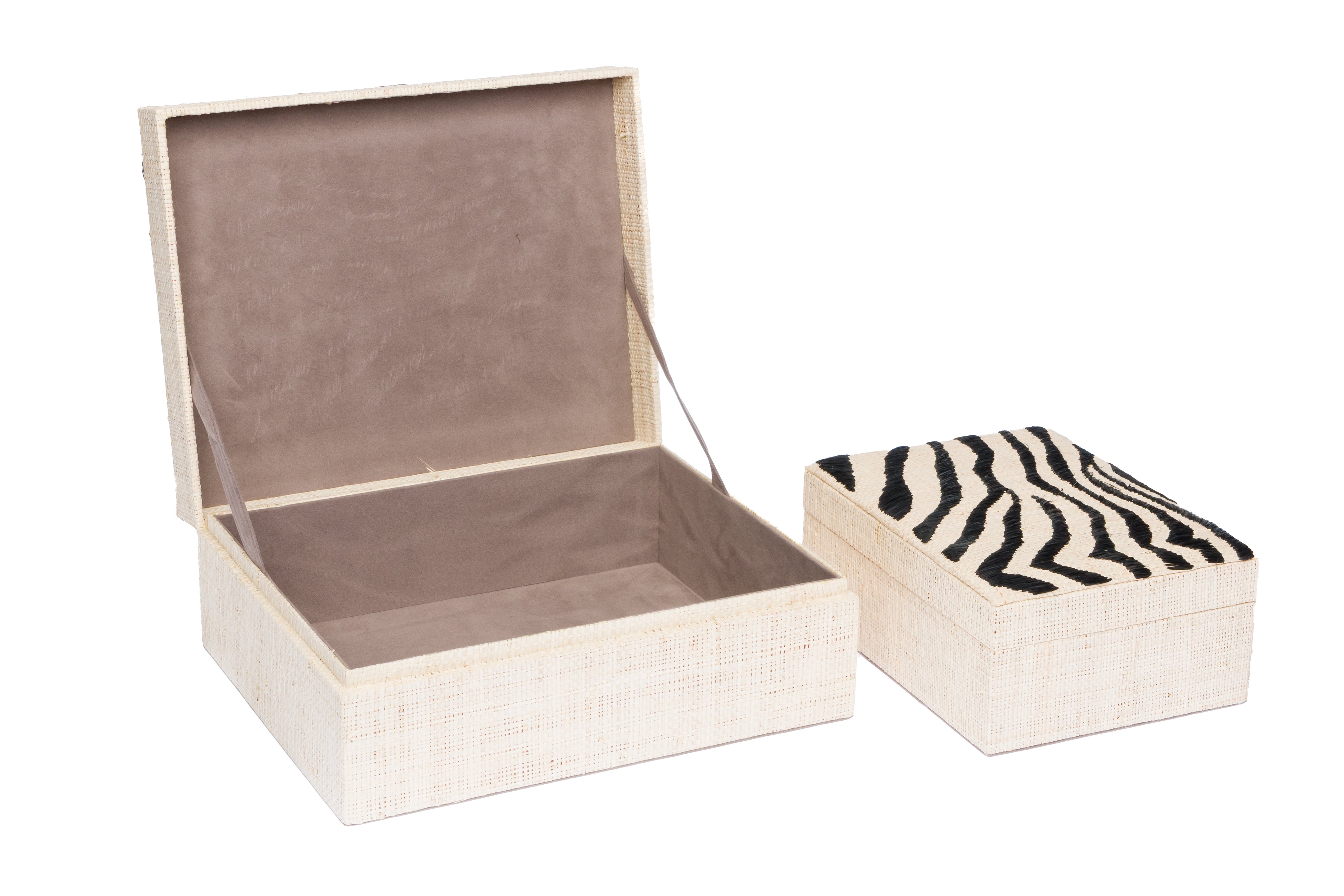 Penelope Zebra Embroidery Jewelry Boxes Set of 2