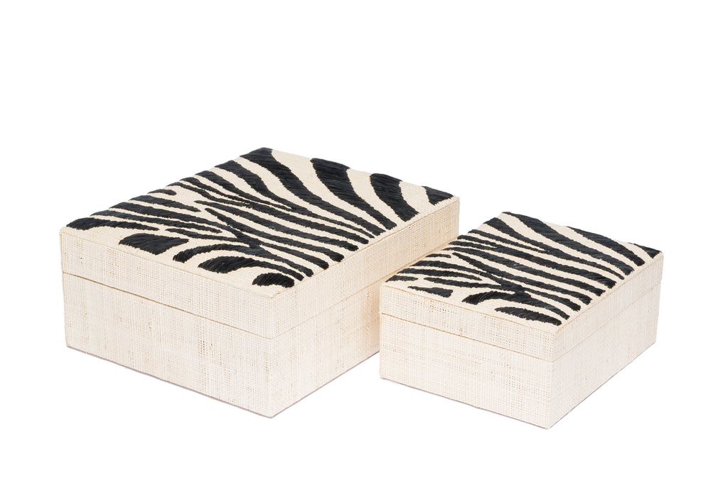 Penelope Zebra Embroidery Jewelry Boxes Set of 2