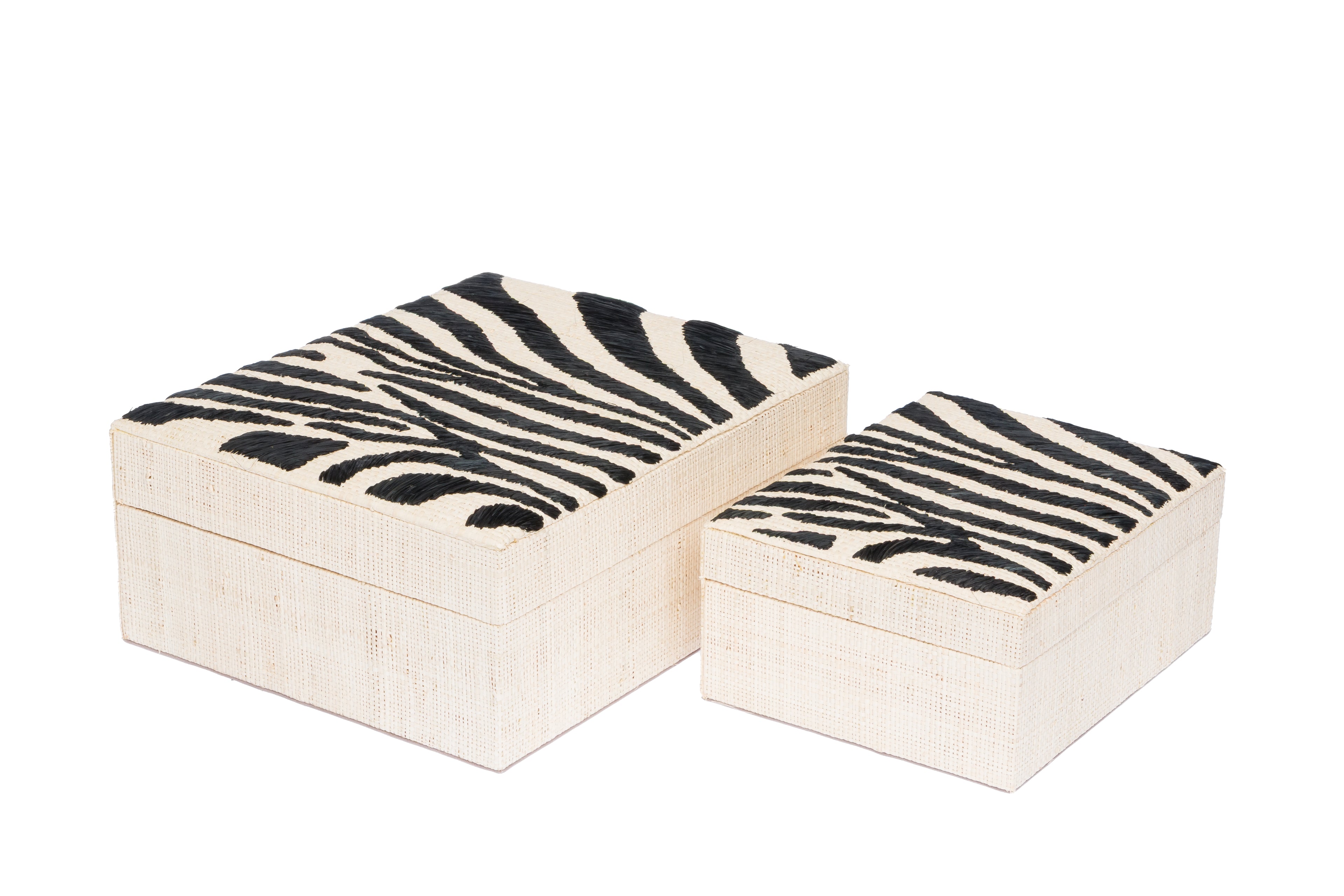 Penelope Zebra Embroidery Jewelry Boxes Set of 2