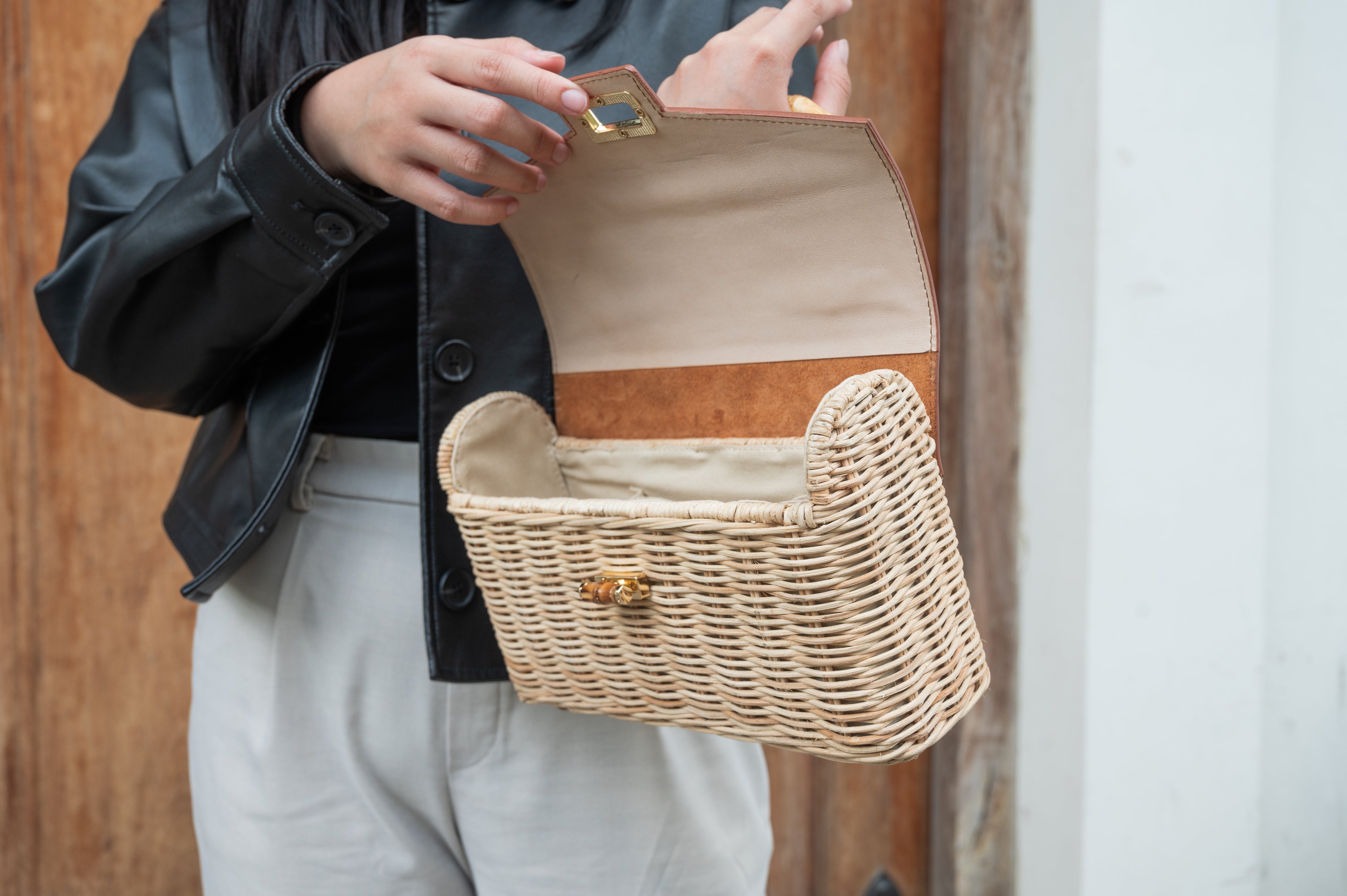 Delia Wicker Top Handle Satchel