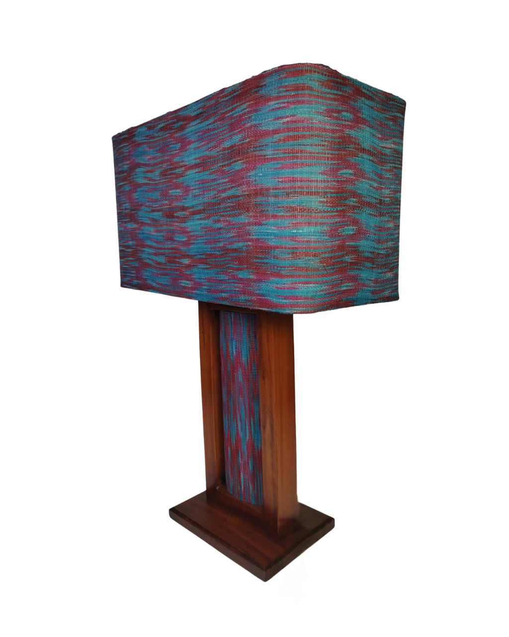 Handcrafted Ikat Fabric Table Lamp – Blue & Magenta