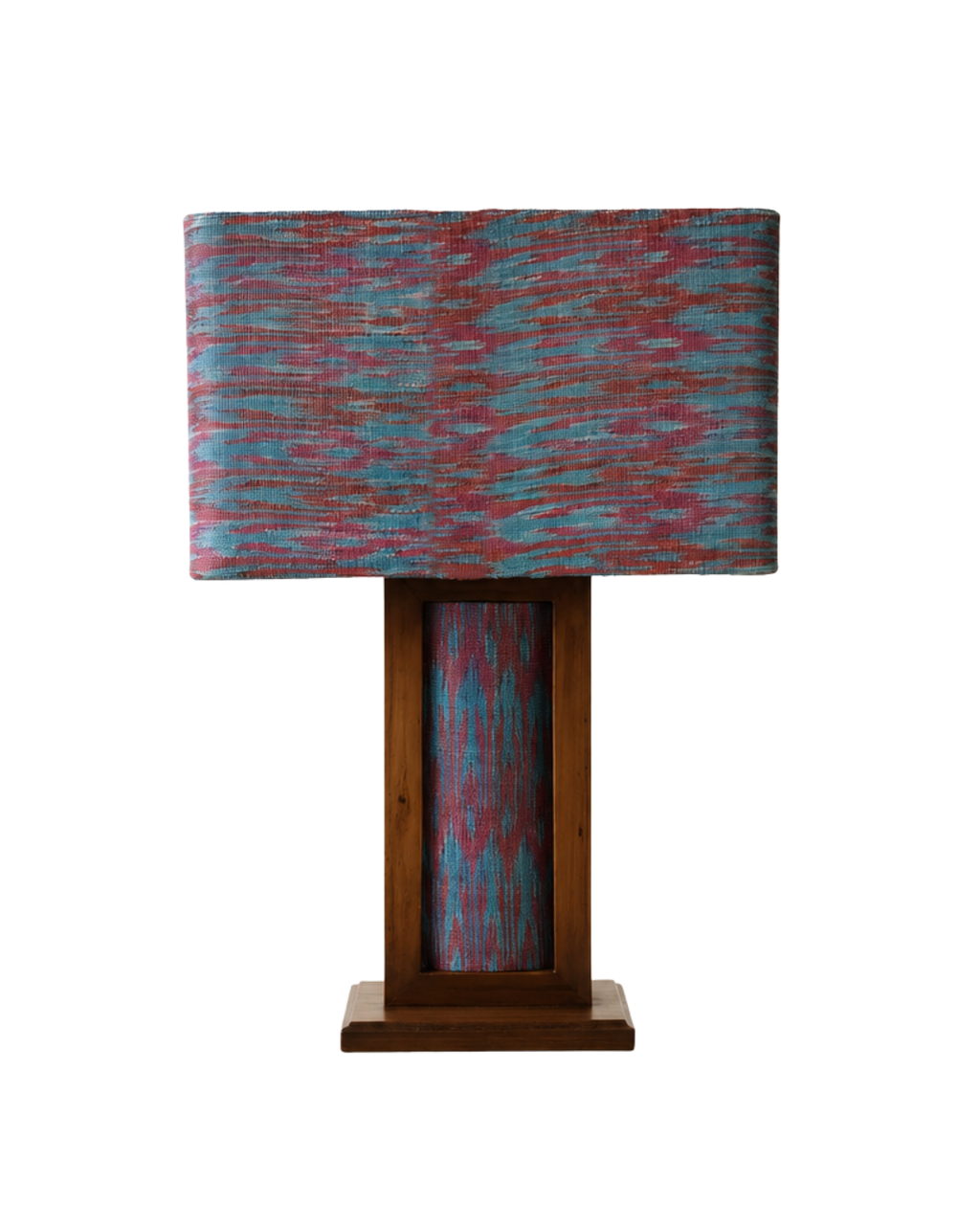 Handcrafted Ikat Fabric Table Lamp – Blue & Magenta