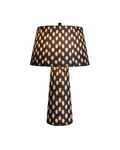 Black and Cream Ikat Polka Dot Pattern Table Lamp – Modern Fabric Column Desk Light