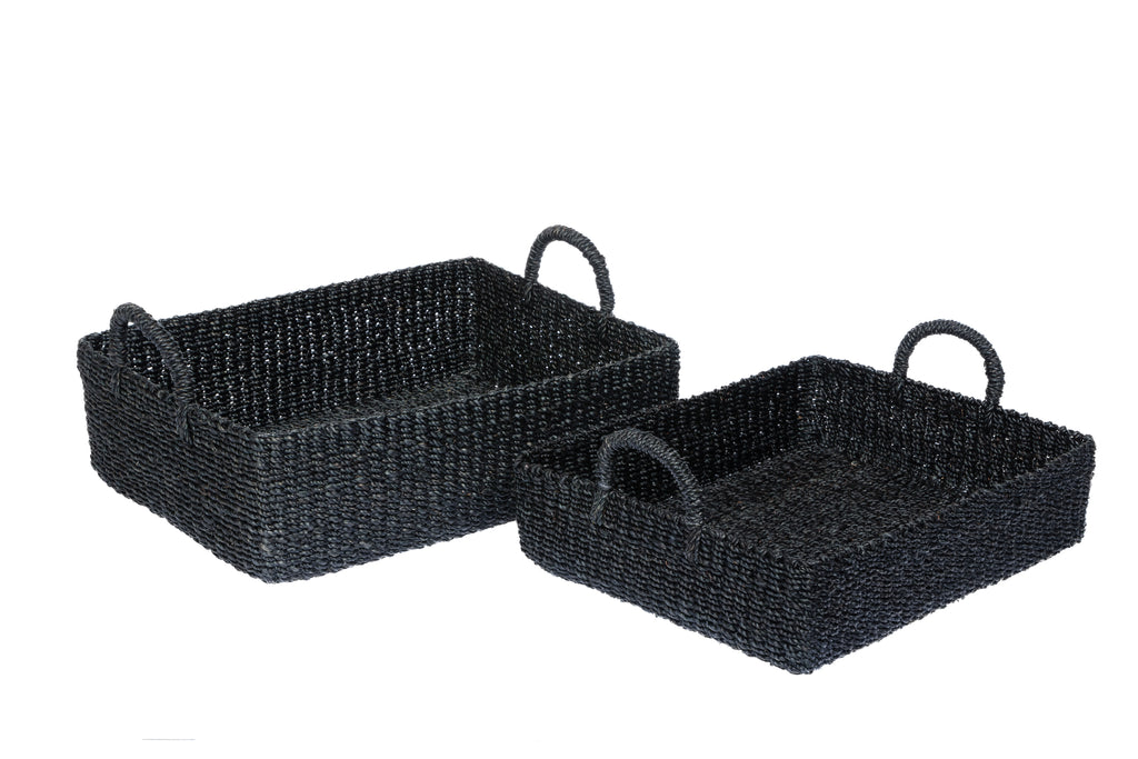 Stephanie Woven Trays Set of 2 - Black