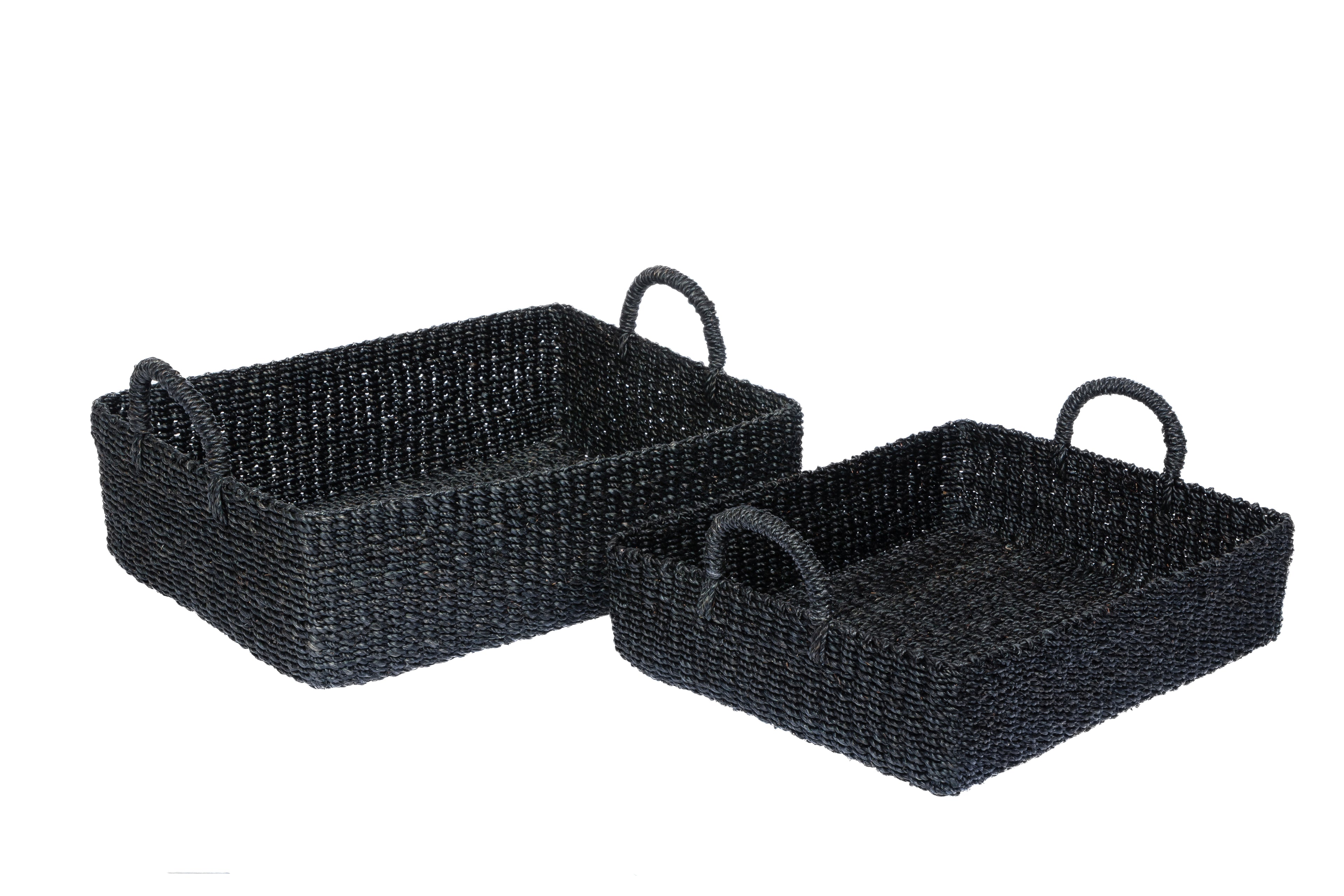Stephanie Woven Trays Set of 2 - Black