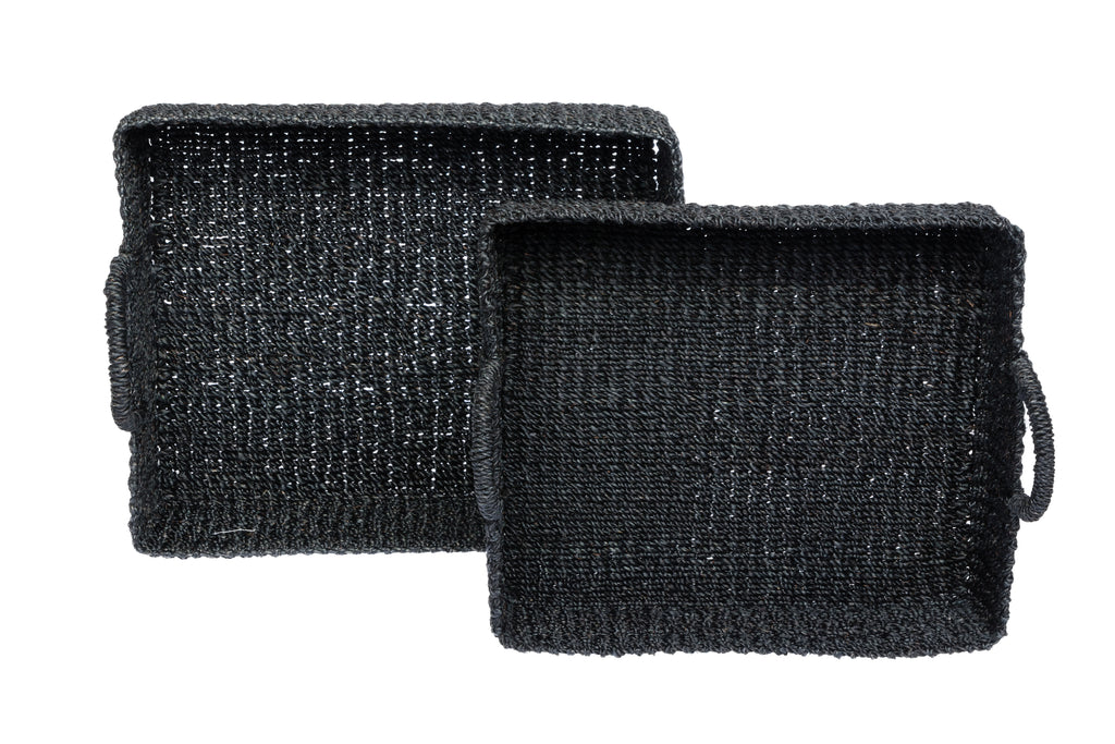 Stephanie Woven Trays Set of 2 - Black