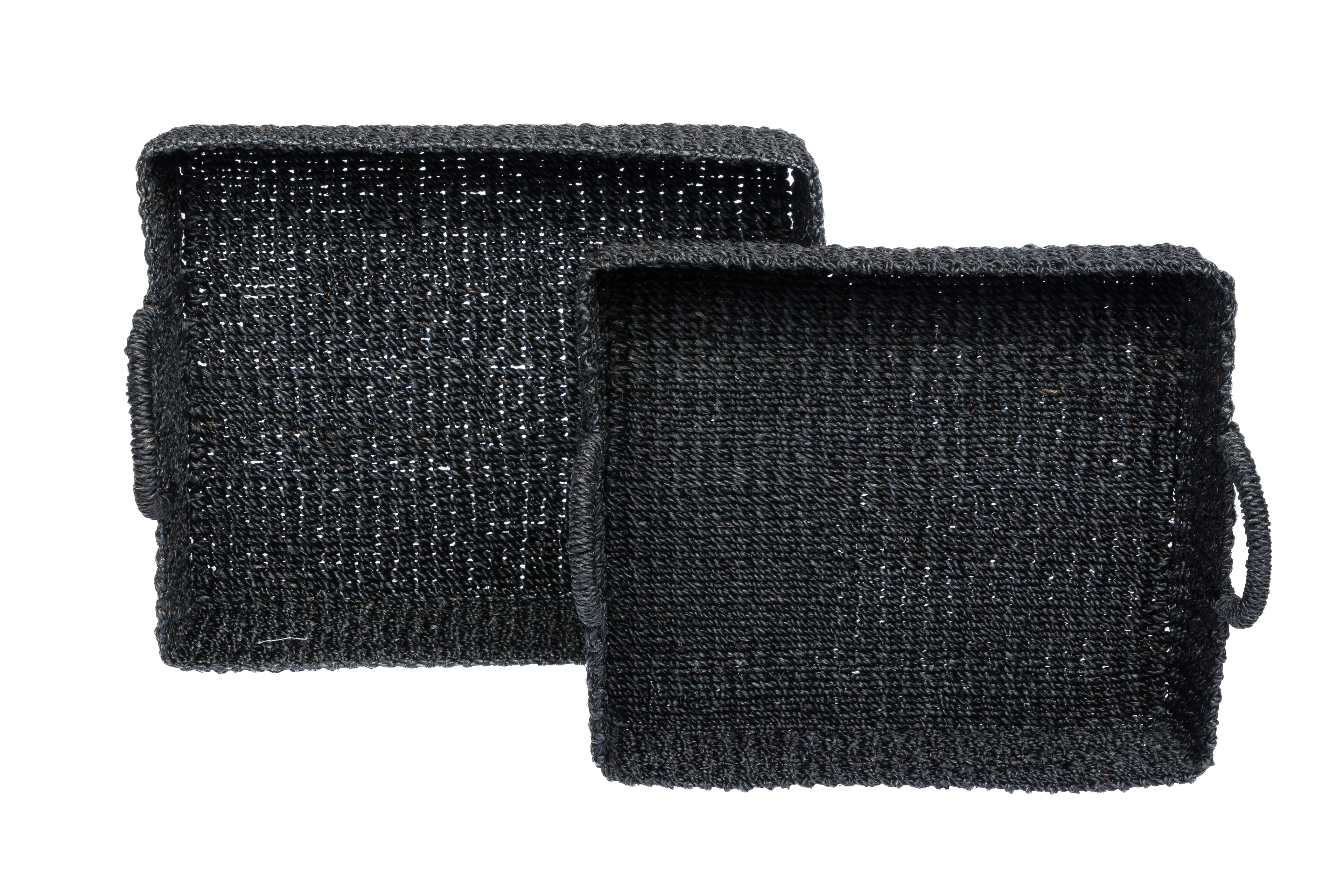 Stephanie Woven Trays Set of 2 - Black