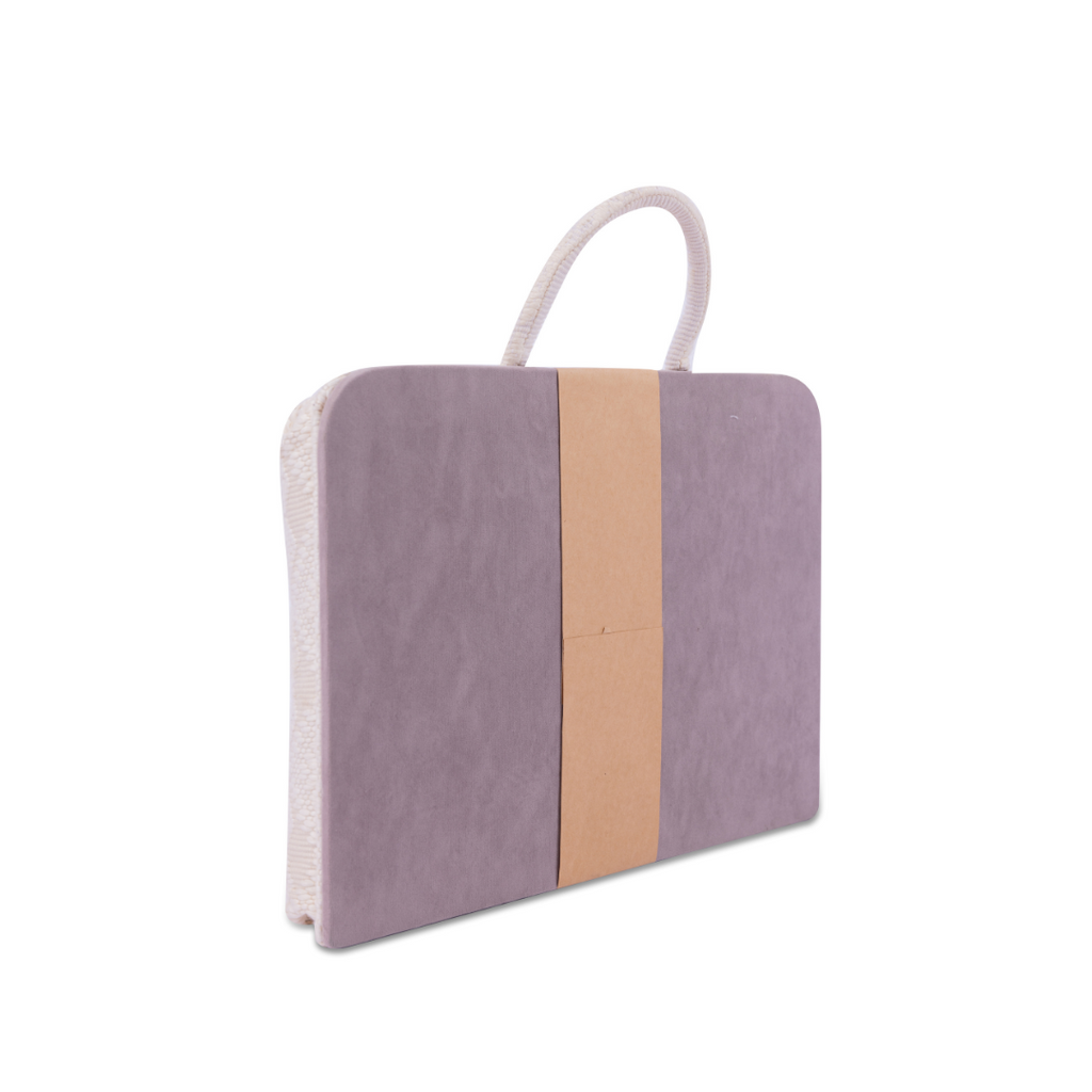 Hazel Inabel Snow White Laptop Pillow made from traditional Abel Iloco handloomed fabric with a faux suede non-slip top and convenient handle for easy portability.