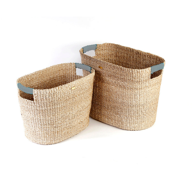 Eco-friendly Ivy Oval Storage Baskets made from 100% natural plant fiber, handwoven for sustainable home organization. Perfect for living room, kitchen, bathroom, and bedroom storage.