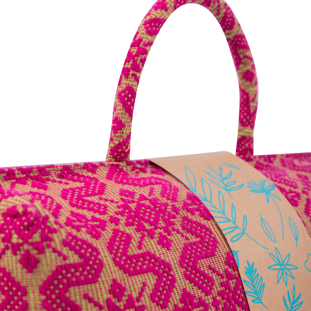 Hazel Inabel Red Laptop Pillow made from traditional Abel Iloco handloomed fabric with a faux suede non-slip top and convenient handle for easy portability.