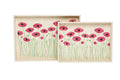 Embroidered Poppy Floral Decorative Trays - Set of 2