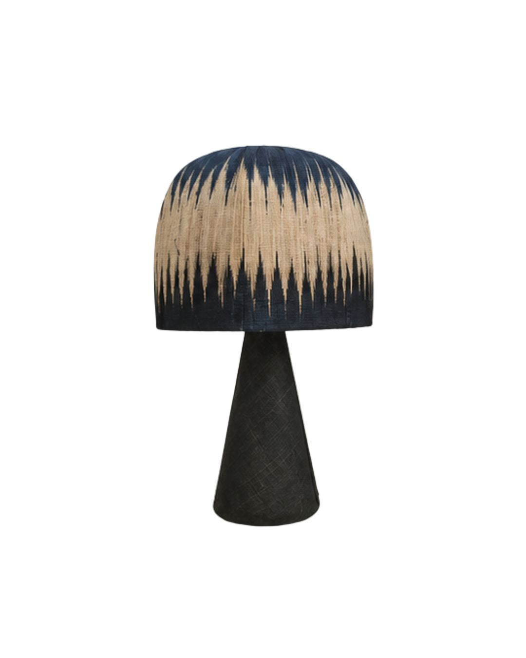 Blue Ikat Dome Table Lamp with Conical Base