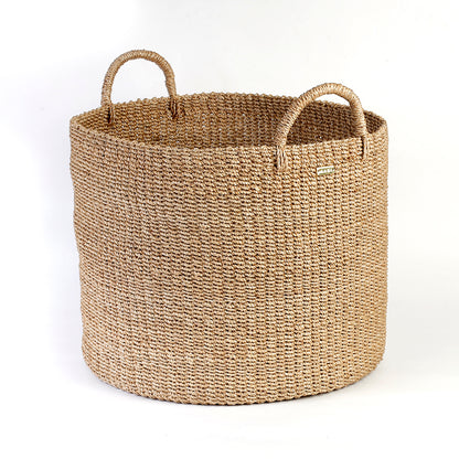 Camille Round Storage Basket made from 100% natural plant fiber, ideal for laundry, toy storage, and organizing essentials. Eco-friendly and stylish design.