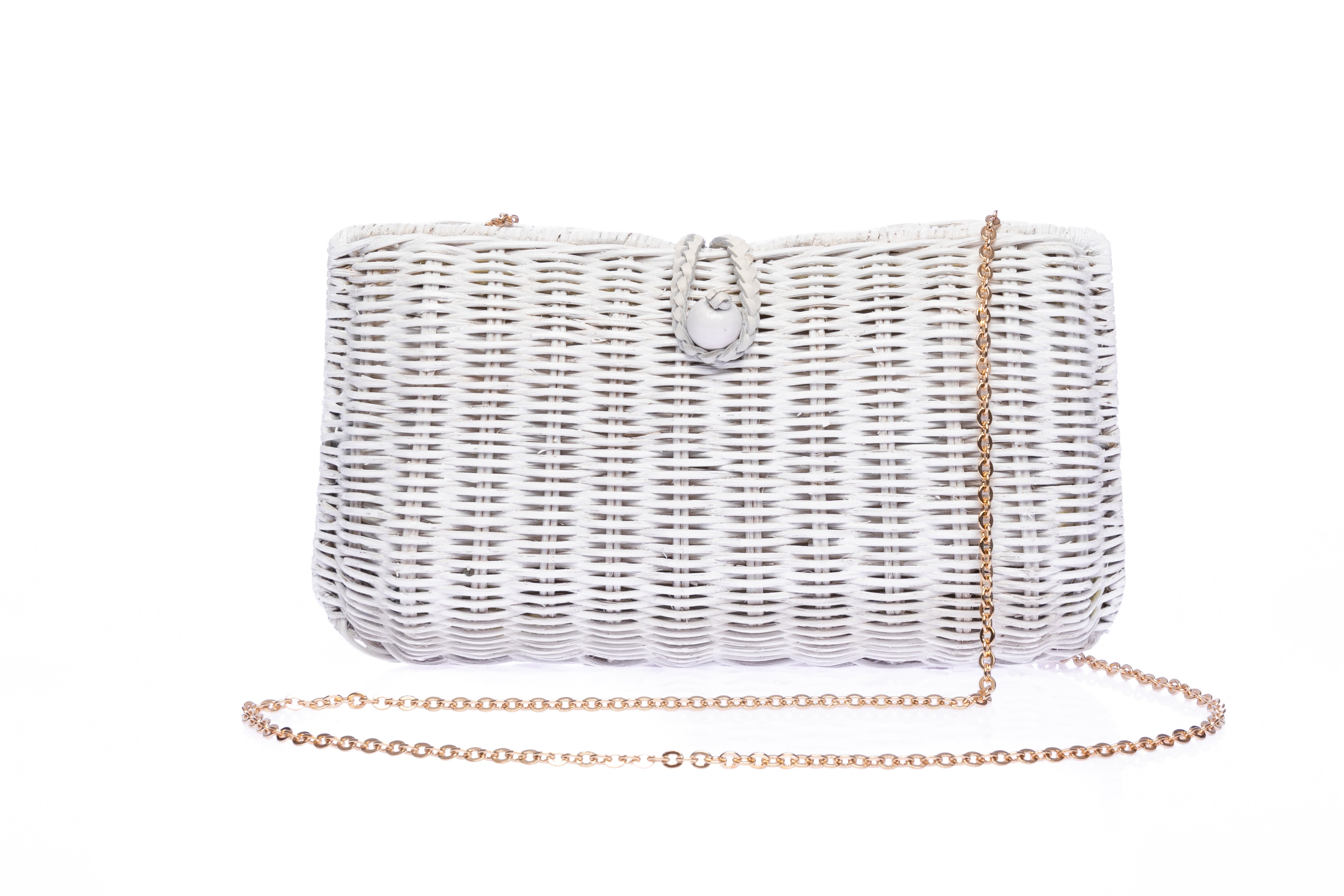 White clearance wicker purse