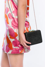 Load image into Gallery viewer, Iris black woven clutch with turquoise stone
