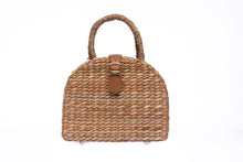 Load image into Gallery viewer, Rica Seagrass Lunchbox, handwoven from 100% seagrass with a removable leather shoulder strap, lined with linen-cotton blend fabric, perfect for lunch or daily essentials.
