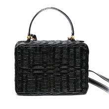 Load image into Gallery viewer, Serene Waters Wicker Bag made from handwoven rattan with an adjustable leather strap and cotton lining. Perfect for holding essentials with a chic and sustainable design.
