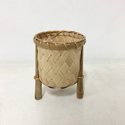 Veronica Bamboo Planters in various sizes ranging from 4” to 12” in diameter, perfect for adding natural beauty to your balcony or indoor garden.