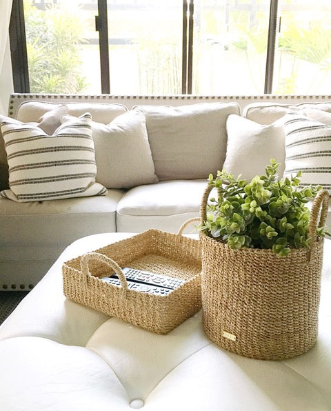 Dinah Catch-All Basket made from 100% natural plant fiber, ideal for organizing keys, spices, bath essentials, or as a planter cover.